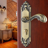 青古铜卧室房门锁机械静音执手锁具室内欧式实木门锁把手三件套装