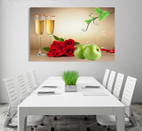 现代简约餐厅饭厅装饰画厨房挂画卧室风景无框画水果花卉酒杯单幅