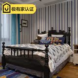 全实木美式床 地中海风格床双人床1.8米 北欧宜家家具韩式田园床