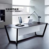 桌子 现代简约 长方形实木框架组装餐桌 办公电脑桌 写字台书桌