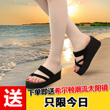 2016夏女鞋新款流行人字拖时尚韩版沙滩凉拖鞋坡跟厚底休闲松糕鞋