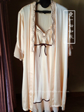上海故事100%桑蚕丝两件套睡袍性感吊带长袍高端刺绣真丝睡衣女
