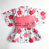 日本原单 樱花 儿童女童 甚平 和服 裙 纯棉 家居服 浴衣