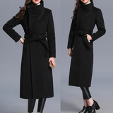 2015冬装新款韩版女装修身超长款毛呢大衣呢子风衣外套冬季加厚潮
