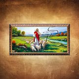 天主教圣像画像耶稣牧羊油画仿真手绘装饰画芯无框画定制包邮直销