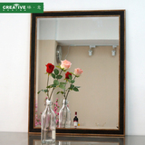 阿波罗简约现代咖啡色浴室镜防雾卫生间镜子梳妆化妆壁挂镜特价