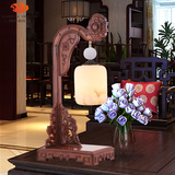 中式云石台灯中式复古花梨木台灯客厅书房卧室床头灯装饰创意台灯