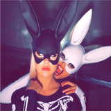 欧美新款酒吧男DS女歌手DJ舞台演出服性感时尚黑白兔耳朵半脸面具