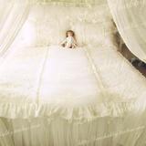 进口定制白色梦幻婚礼奢华钉珠浮雕蕾丝布艺床品床盖