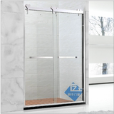简易不锈钢淋浴房定制一字形小户型屏风隔断移门式双轮浴室玻璃门
