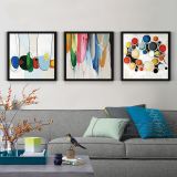 北欧简约抽象油画装饰画现代客厅沙发背景墙三联有框画餐厅卧室画