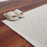 简约几何菱形格纹纯棉编织棉毯 防滑棉线地毯地垫 多尺寸入