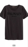 【代购】balmain hm巴尔曼联名限量 天鹅绒字T恤 男女同款