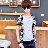 新款韩版潮男非主流上衣青年短袖T恤男子个性长袖假两件打底衫