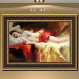 纯手绘油画高档欧式客厅装饰定制人体卧室挂画人物睡美人有框壁画