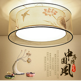 现代新中式吸顶灯圆形LED荷花手绘温馨布艺客厅餐厅卧室灯具灯饰