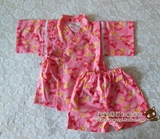 外贸童装日式夏女童睡衣婴儿衣服甚平和服浴衣套装家居服粉金鱼