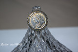 欧洲复古vintage925纯银镀金雕刻头像硬币钱币古董帅气戒指环孤品