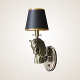美式全铜壁灯马头造型纯铜客厅壁灯餐厅书房卧室床头壁灯