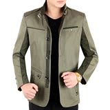 2016春装新款中年男士夹克外套韩版修身立领夹克薄款爸爸装外套潮