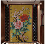 现代中式牡丹花马赛克精剪画水晶玻璃瓷砖 背景墙玄关过道装饰画