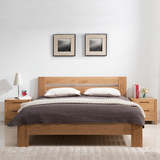 原木色卧室实木床北欧宜家1.5米天然橡木床现代简约1.8双人床 犇