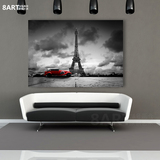 巴黎铁塔黑白风景现代客厅大尺寸装饰画餐厅挂画沙发墙画无框画