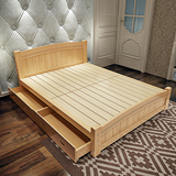 宜家实木床单人床双人床1.5米1.8米欧式床公主床简约儿童床储物床