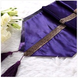 高档绸缎面料桌旗 中式纯紫米色奢华宫廷范布艺茶几桌布床尾巾