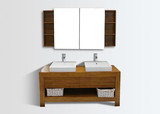 现代简约卫浴橡木实木浴室柜落地柜组合柜台上盆洗手台洗脸盆镜柜