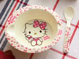 卡通可爱hello kitty创意餐具儿童家用密胺塑料米饭碗汤碗送勺子