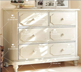 特价美式实木斗柜 储物柜 法式白色做旧实木6斗柜卧室抽屉柜定制