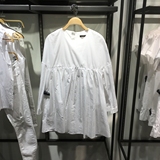 Zara2016春夏季新款专柜女装正品牌代购简约长袖白连衣裙7385/105