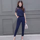 连体裤新款韩版夏季女装显瘦小脚雪纺长裤ol两件套职业套装时尚潮