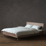 北欧宜家黑胡桃木全实木床橡木床双人床卧室纯实木床现代简约家具