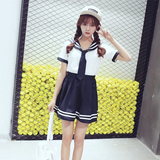 2016夏装新款韩版连衣裙短裙班服套装 海军风领带可爱女装学生潮