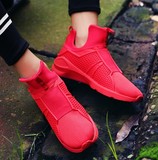 时尚发型师潮男鞋网鞋爆米花椰子鞋透气学生鞋休闲运动跑步鞋红色