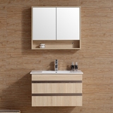 新款简约实木浴室柜镜柜组合小户型卫生间实木洗手盆储物柜挂墙式