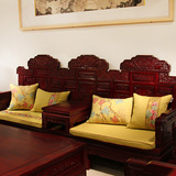 中式复古圈椅垫红实木沙发垫棉麻坐垫餐椅垫加厚海绵罗汉床垫定制