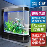 子弹头金鱼缸生态水族箱欧式1.2米玻璃鱼缸客厅屏风玄关隔断定做