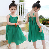 夏季韩国版女童装长裙度假连衣裙中大儿童亲子沙滩裙背心吊带裙子