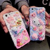 奶油胶系列糖果色卡通猴彩虹小熊可爱猫iPhone6s手机壳DIY材料包