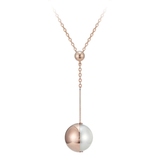 代购J.ESTINA 韩国专柜正品-Sferina 银镀玫瑰金大颗珍珠长项链