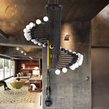 美式loft复古吊灯个性简约创意客厅咖啡馆酒吧螺旋楼梯吊灯铁艺灯