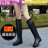 韩国版高筒雨鞋女平跟雨靴长筒水鞋成人女防滑保暖套鞋黑色防水靴