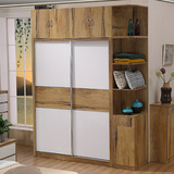 衣柜推拉门现代简约板式趟门移动衣厨整体卧室2门实木组合家具