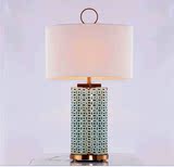 现代新中式陶瓷铜圆柱新款创意个性时尚装饰高档客厅卧室床头台灯