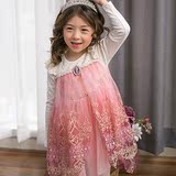打折现货韩国童装女童正品代购进口Marianu艾尔莎秋款长袖连衣裙