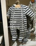 上海专柜代购GAP婴儿新生儿简洁条纹抓绒内衬一件式连体衣230145