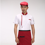 厨师服短袖西餐厅厨师长工作服短袖黑红白中装火锅店酒楼夏季新款
